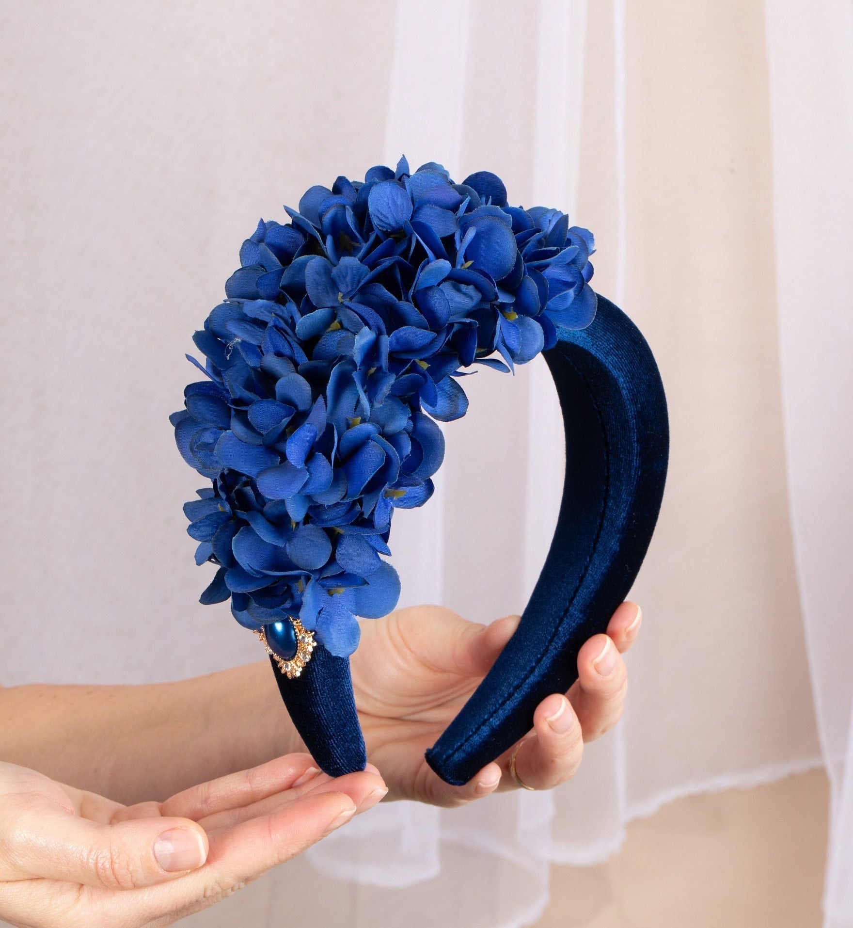 BLUE FASCINATOR - OlhaHeadband