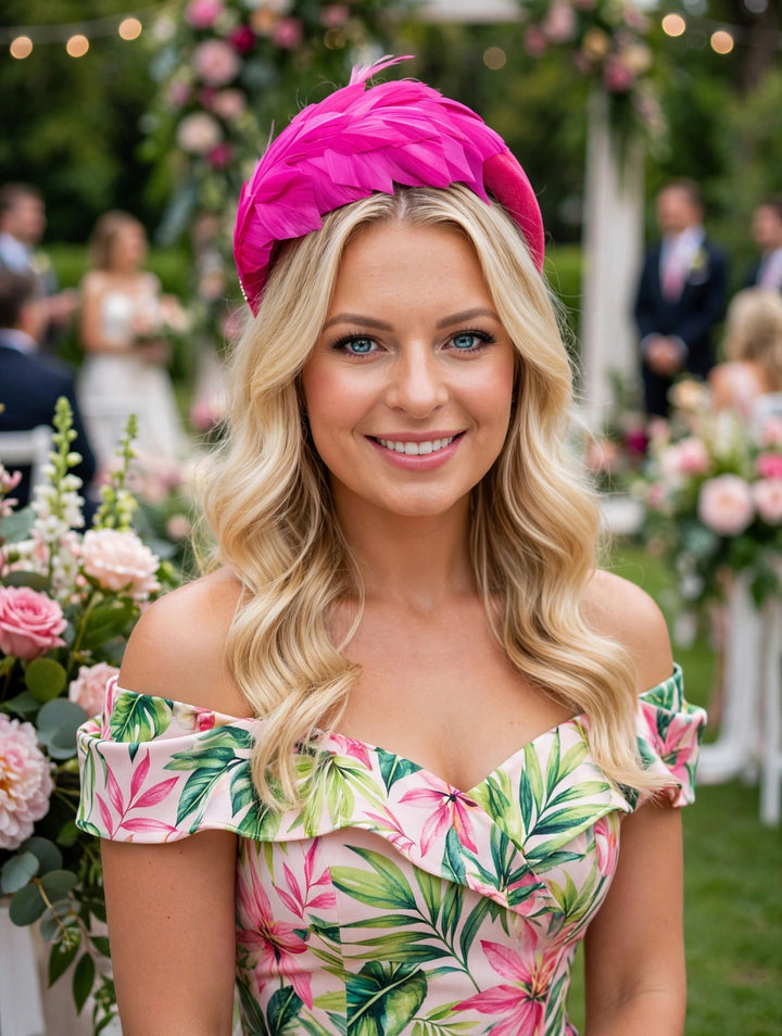 HOT PINK PADDED FASCINATOR HEADBAND