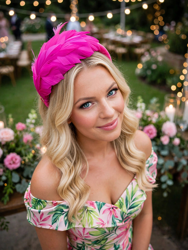 HOT PINK PADDED FASCINATOR HEADBAND
