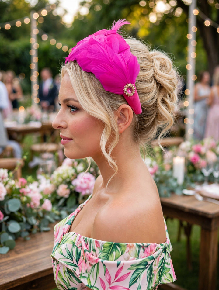 HOT PINK PADDED FASCINATOR HEADBAND