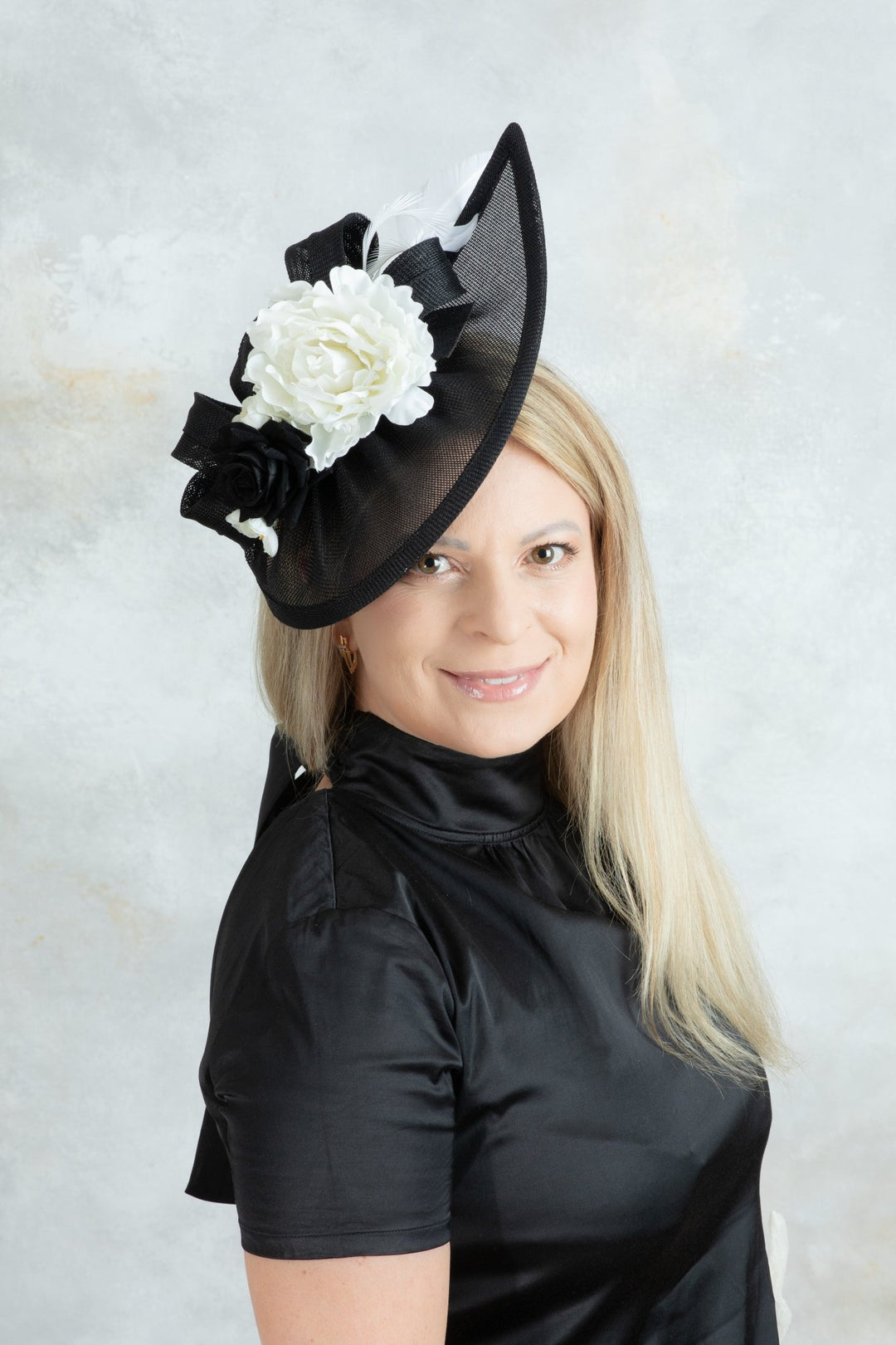 black and white fascinator - OlhaHeadband