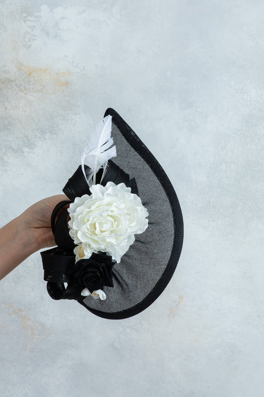 black and white fascinator - OlhaHeadband