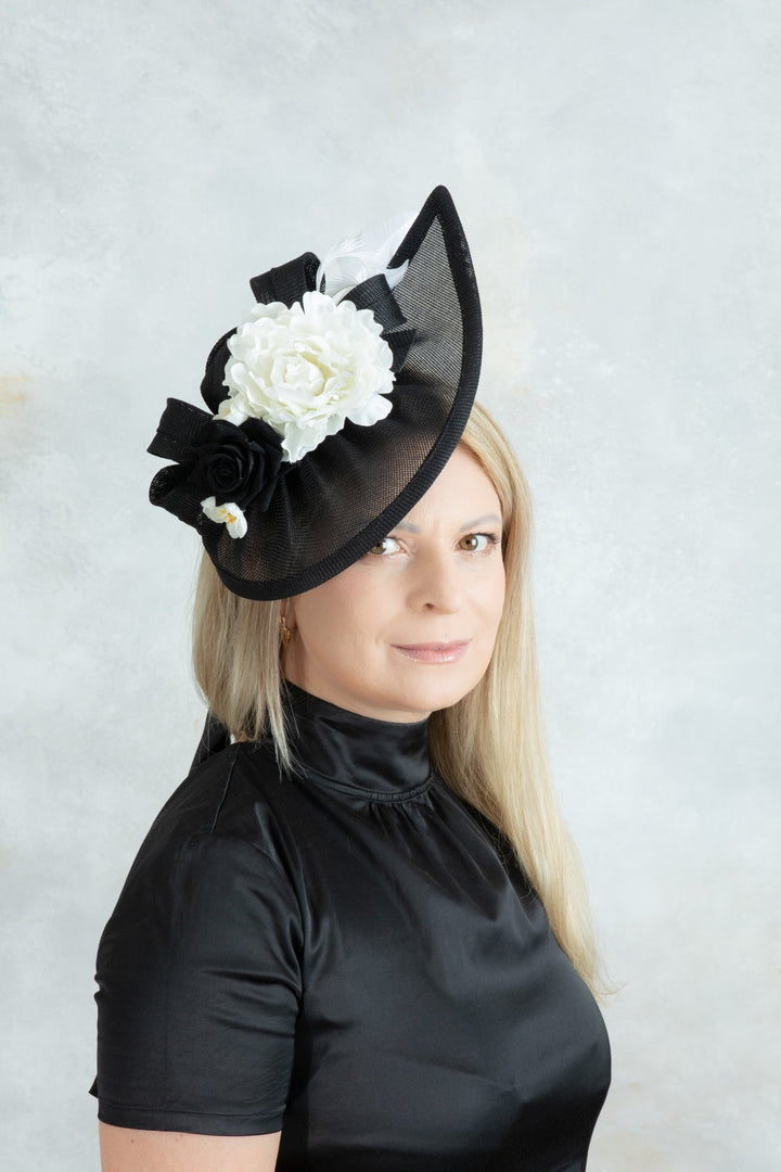 black and white fascinator - OlhaHeadband