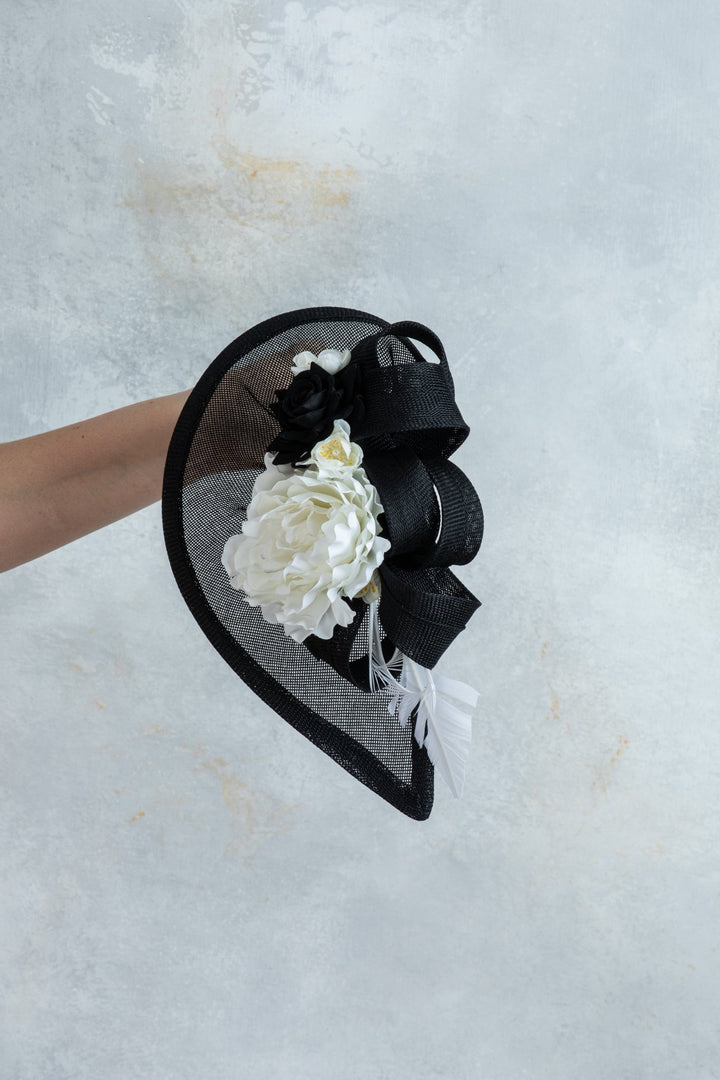 black and white fascinator - OlhaHeadband