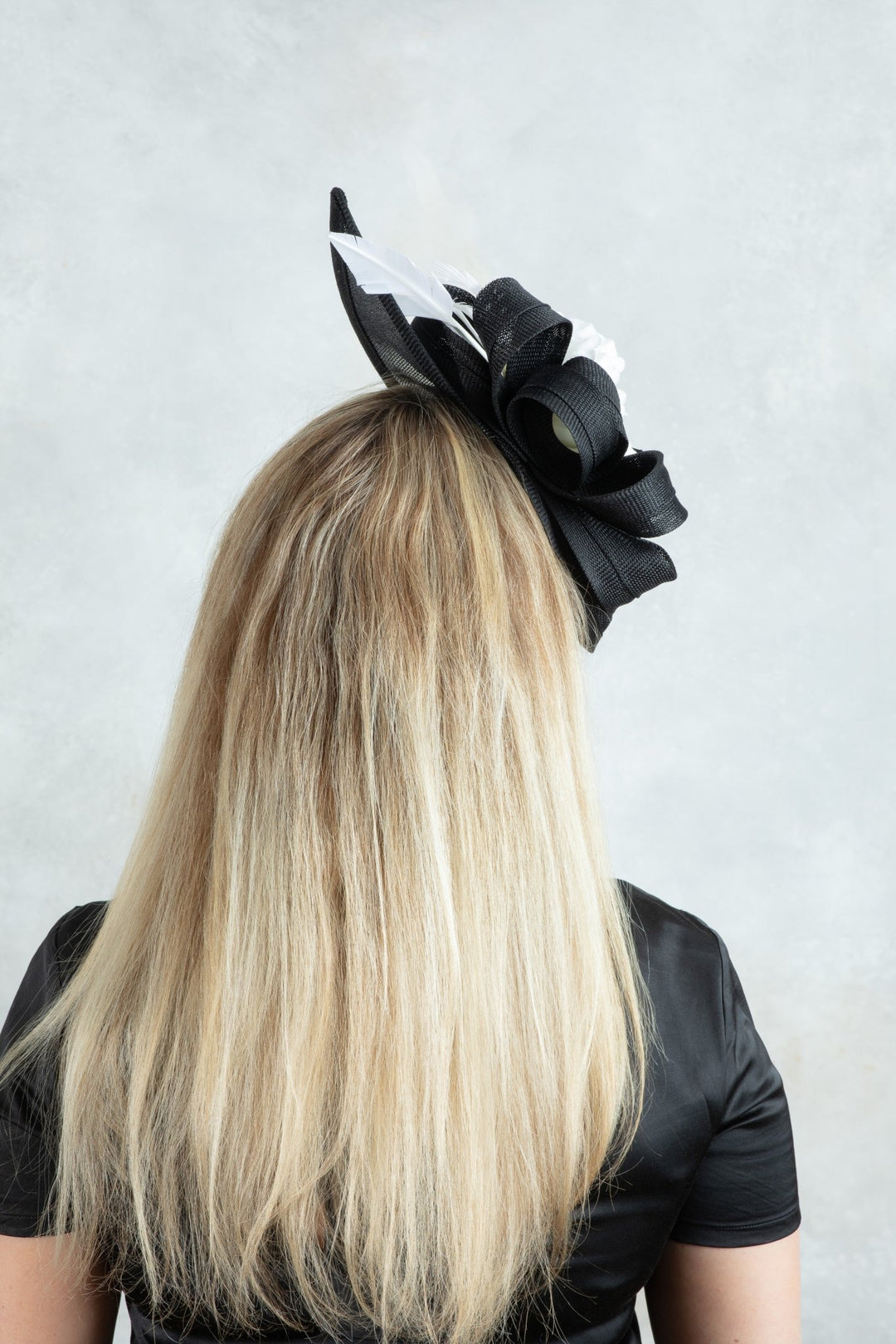 black and white fascinator - OlhaHeadband
