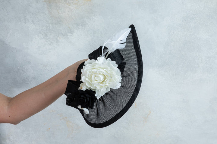 black and white fascinator - OlhaHeadband