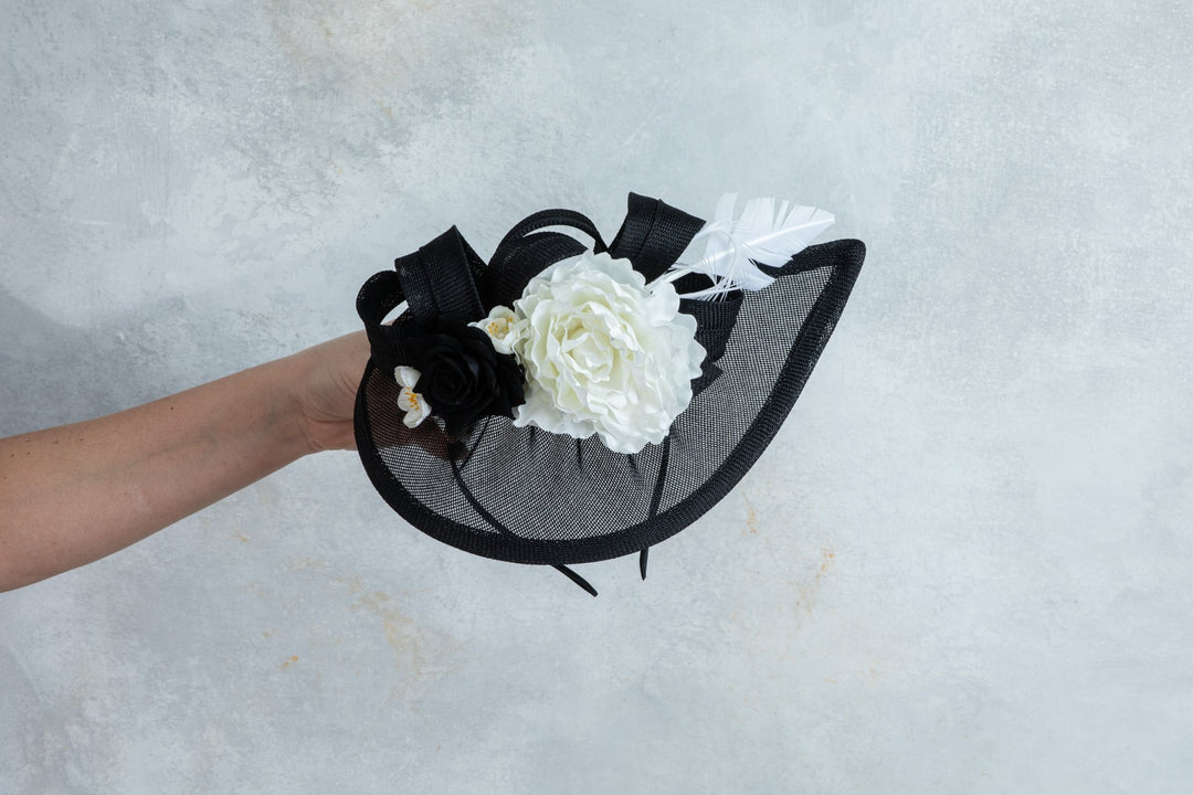 black and white fascinator - OlhaHeadband