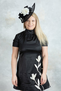 black and white fascinator - OlhaHeadband