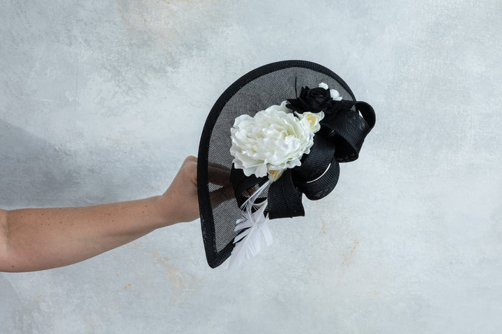 black and white fascinator - OlhaHeadband