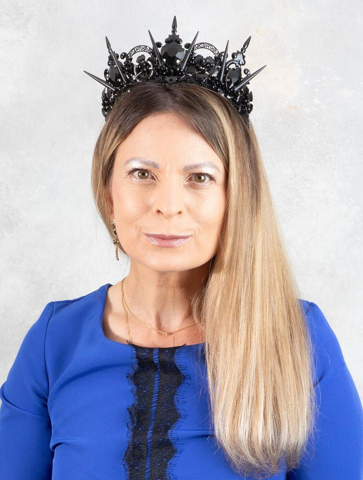 BLACK CROWN with RHINESTONE HEART - OlhaHeadband