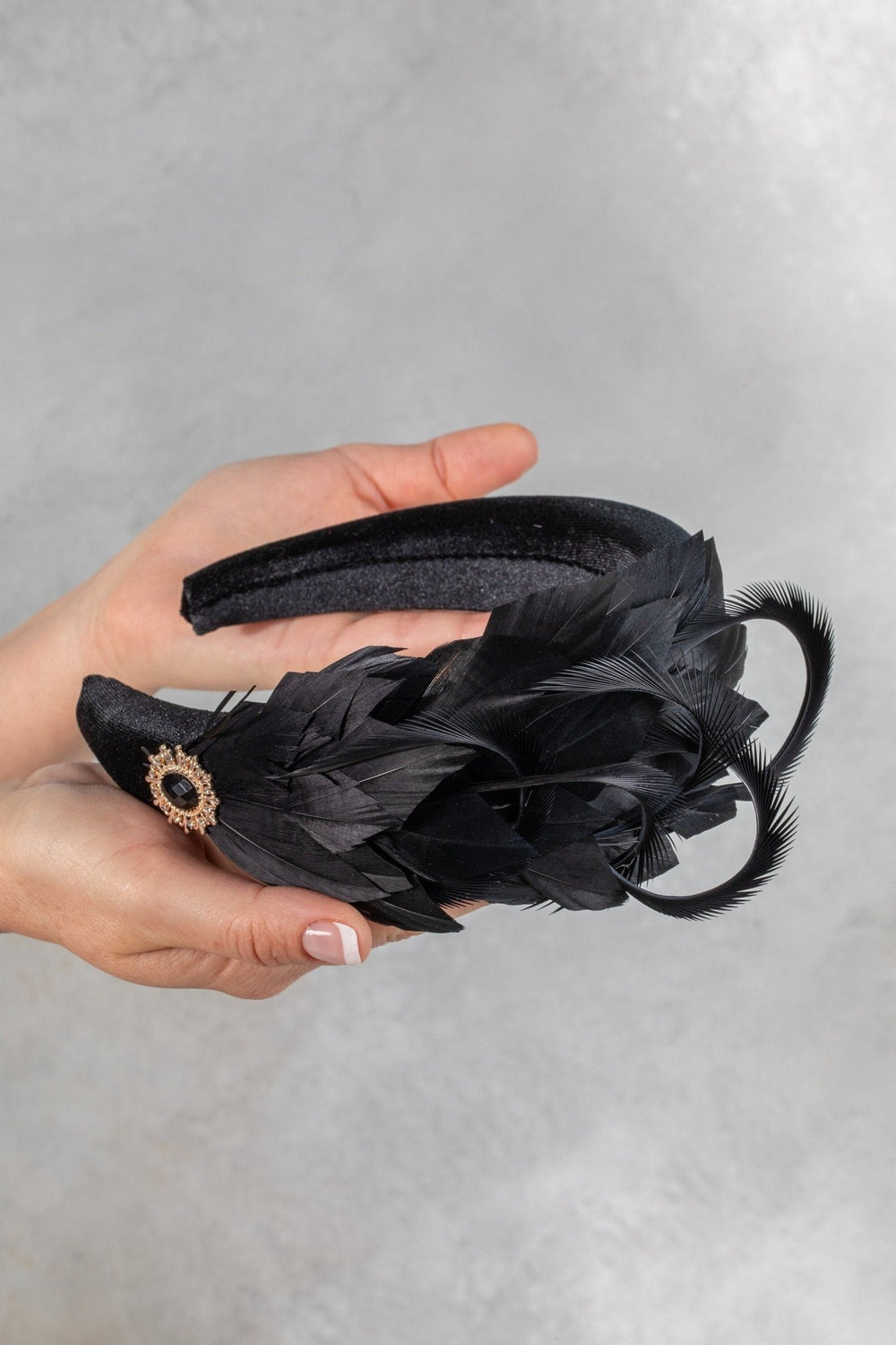 black fascinator - OlhaHeadband