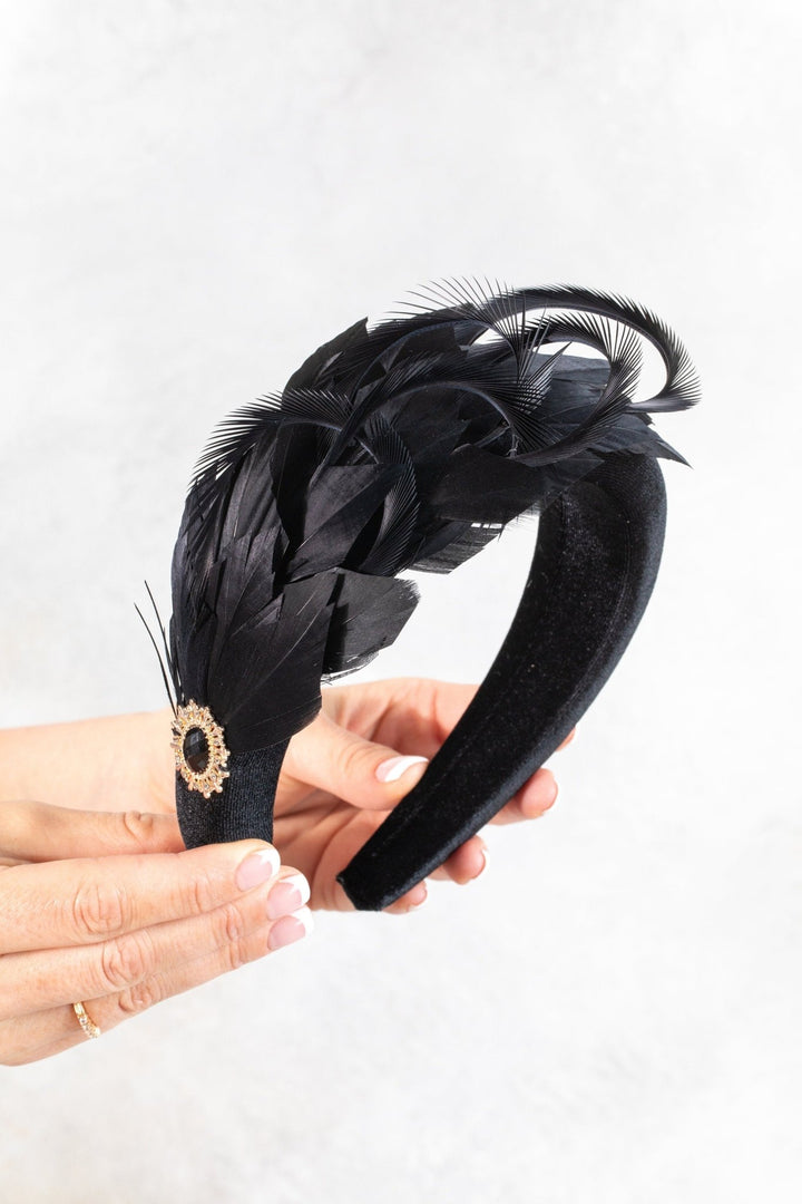 black fascinator - OlhaHeadband