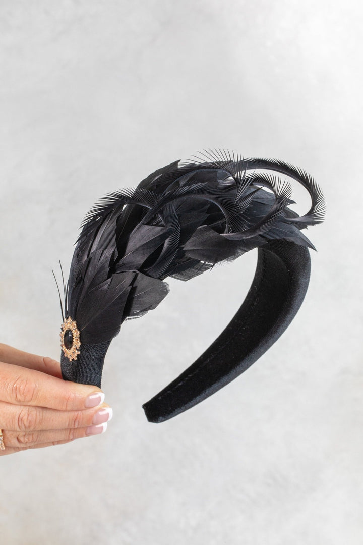 black fascinator - OlhaHeadband