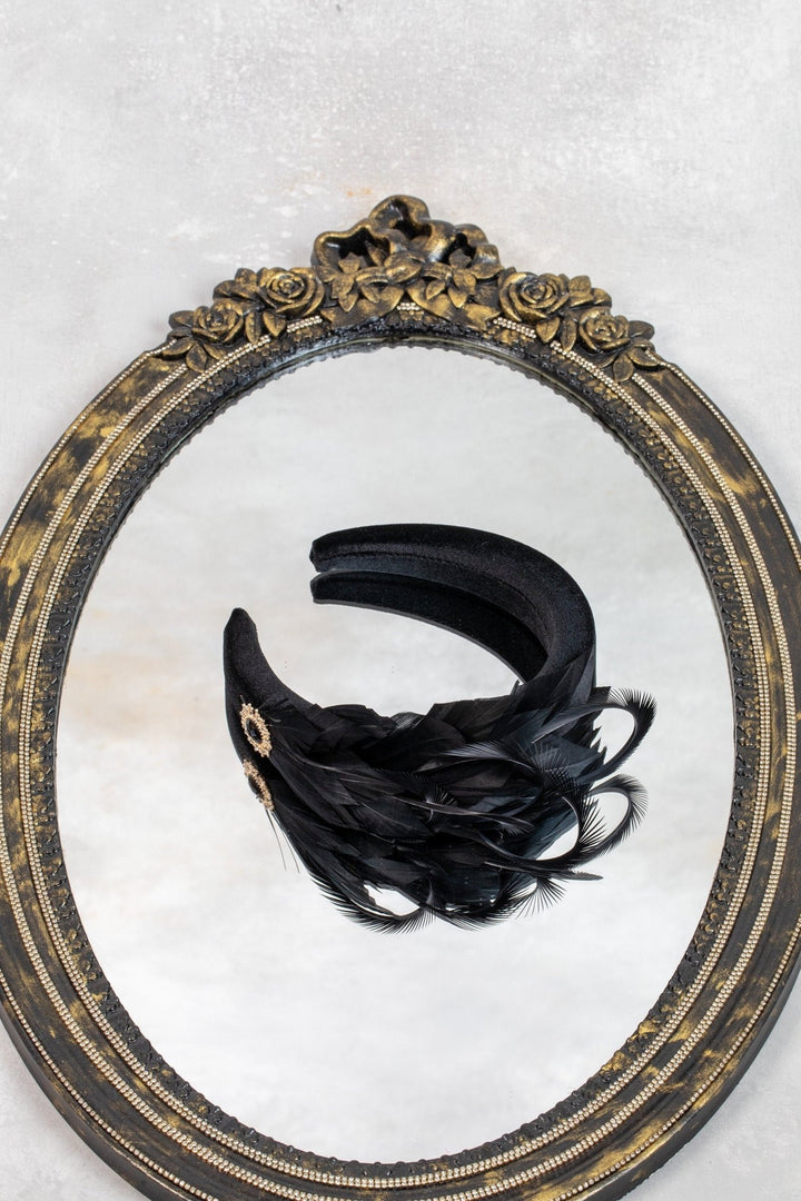 black fascinator - OlhaHeadband