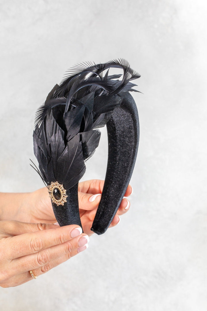 black fascinator - OlhaHeadband