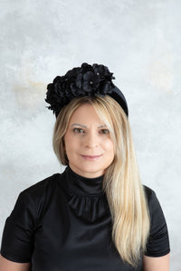 black padded flower fascinator - OlhaHeadband
