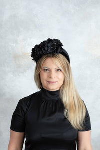 black padded flower fascinator - OlhaHeadband