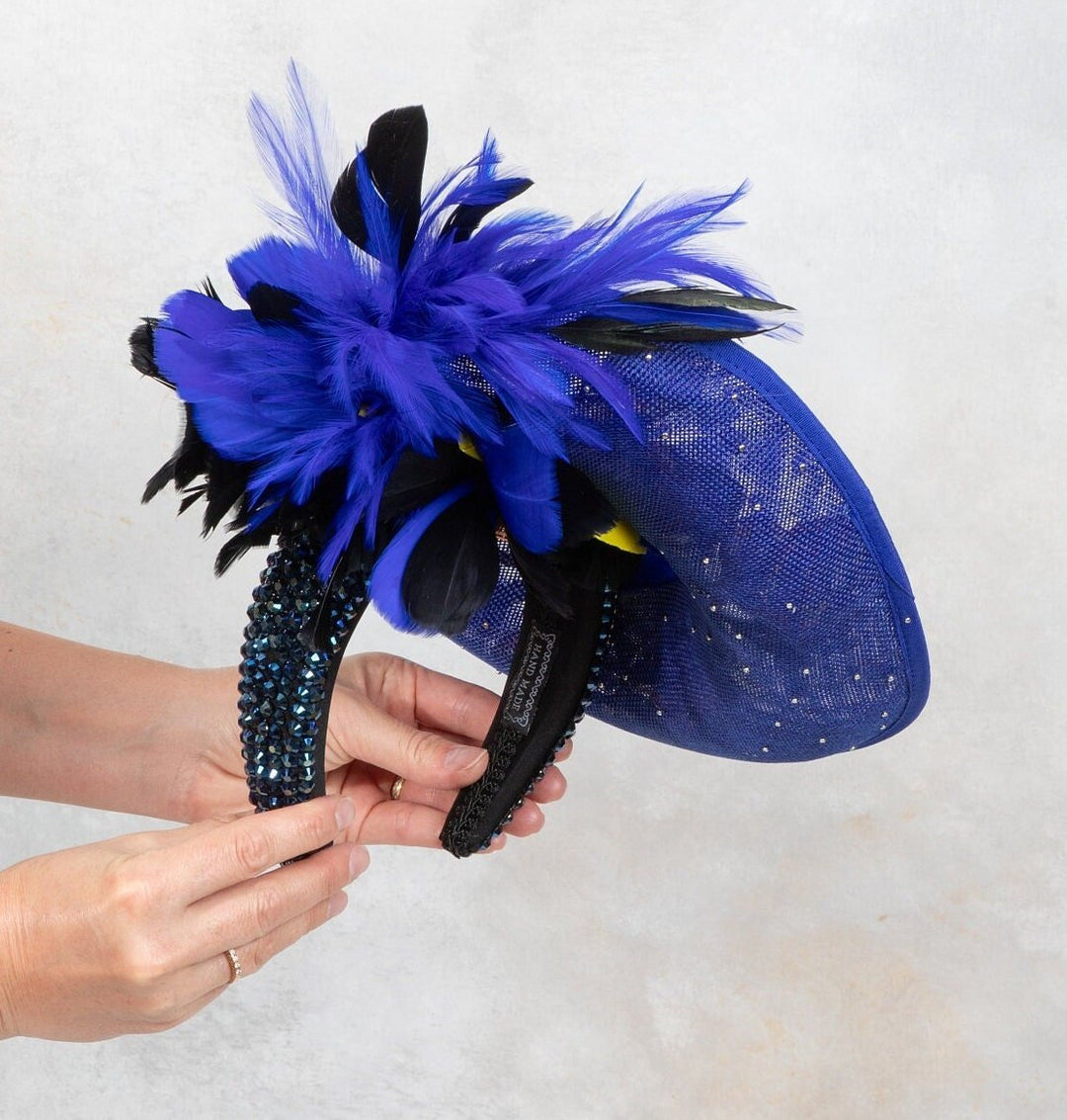 BLUE FASCINATOR HAT - OlhaHeadband