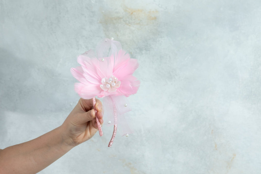 bow pink fascinator - OlhaHeadband