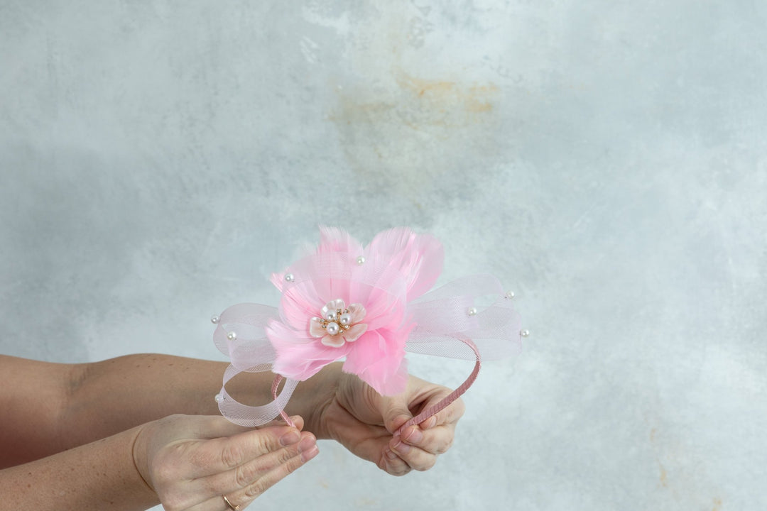 bow pink fascinator - OlhaHeadband