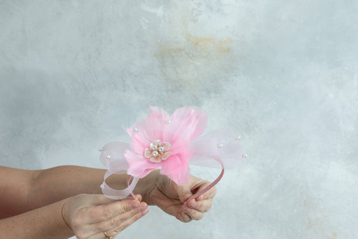 bow pink fascinator - OlhaHeadband