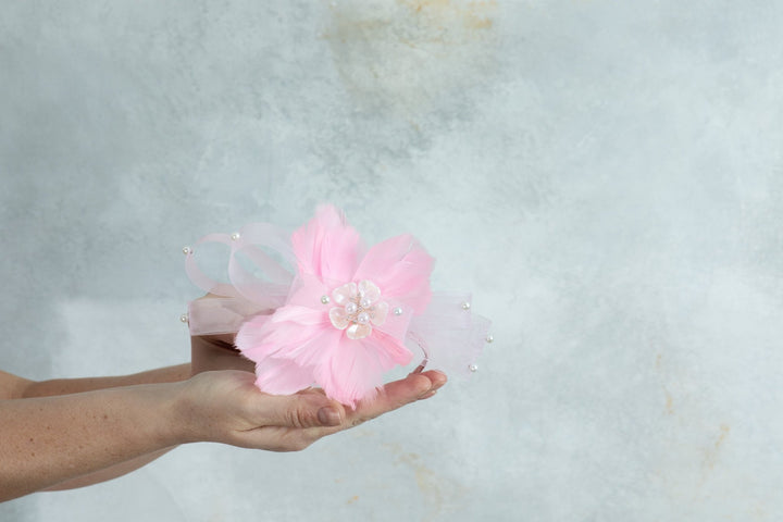 bow pink fascinator - OlhaHeadband