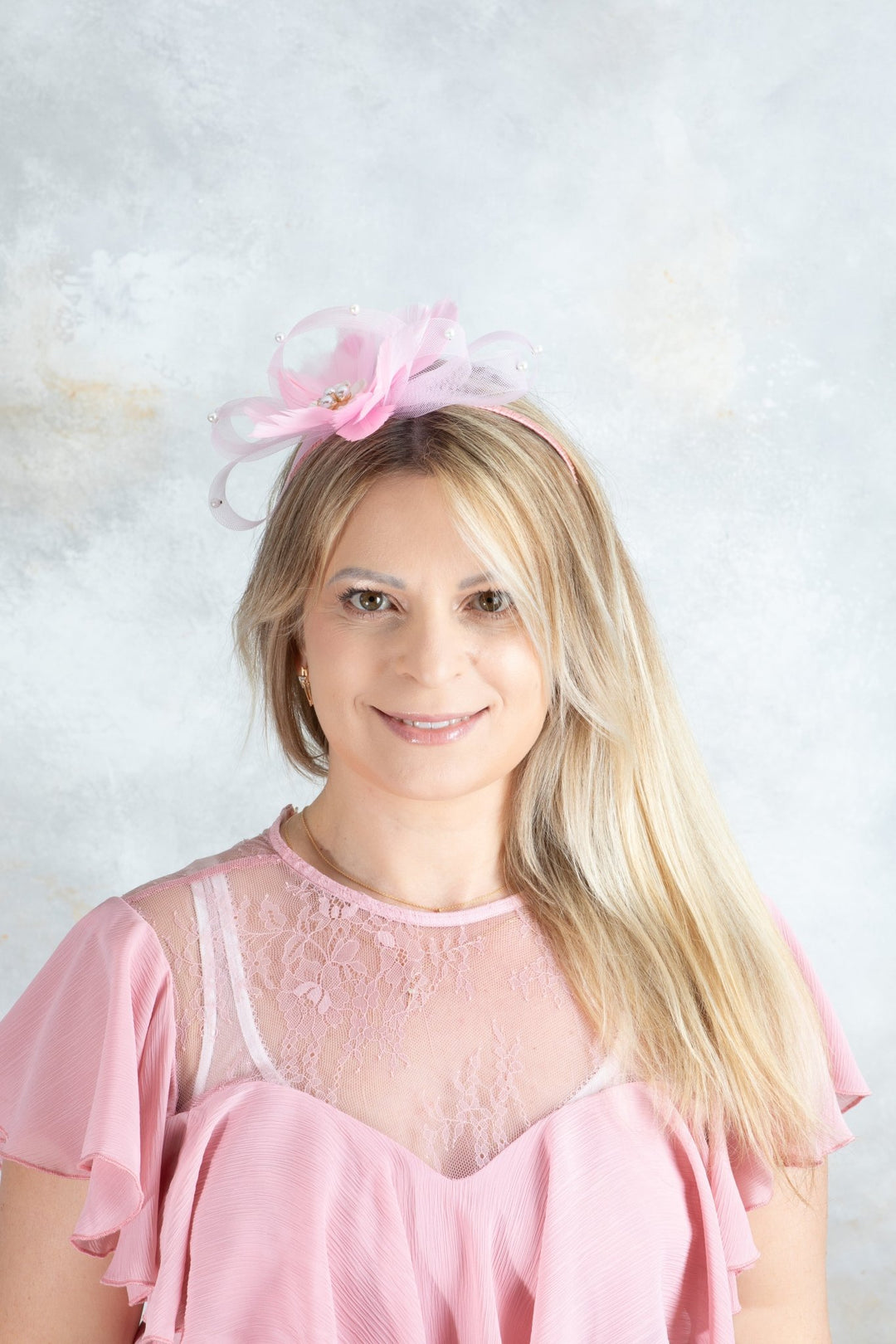 bow pink fascinator - OlhaHeadband