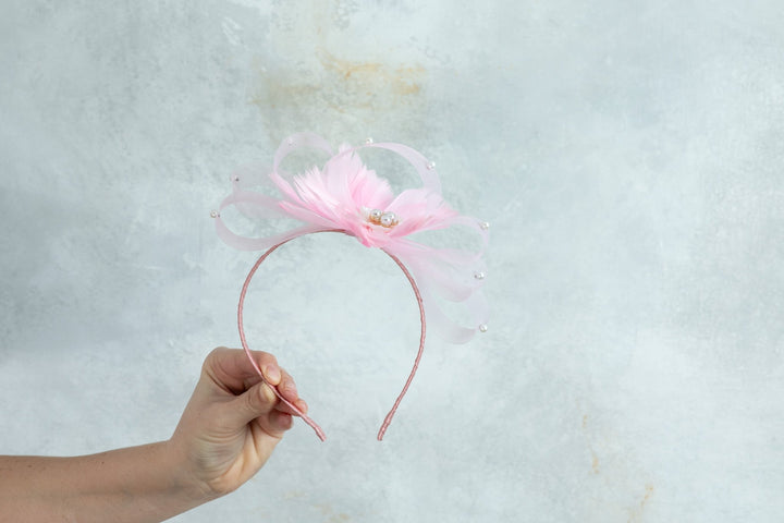 bow pink fascinator - OlhaHeadband