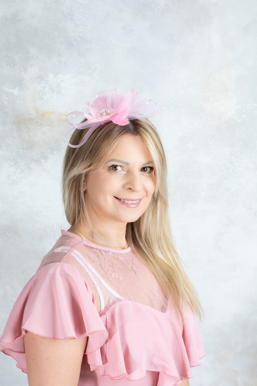 bow pink fascinator - OlhaHeadband