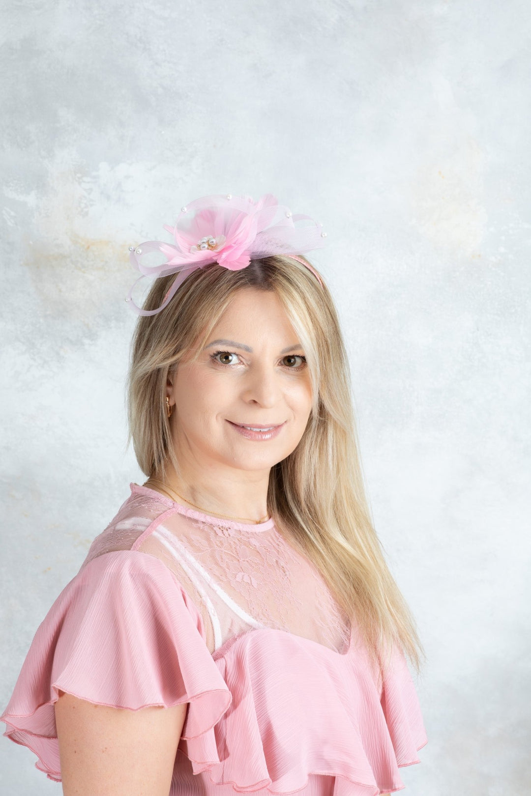 bow pink fascinator - OlhaHeadband