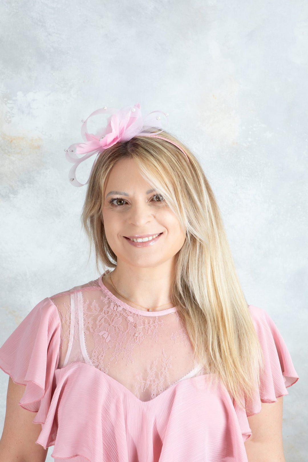 bow pink fascinator - OlhaHeadband
