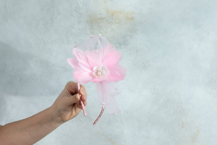 bow pink fascinator - OlhaHeadband