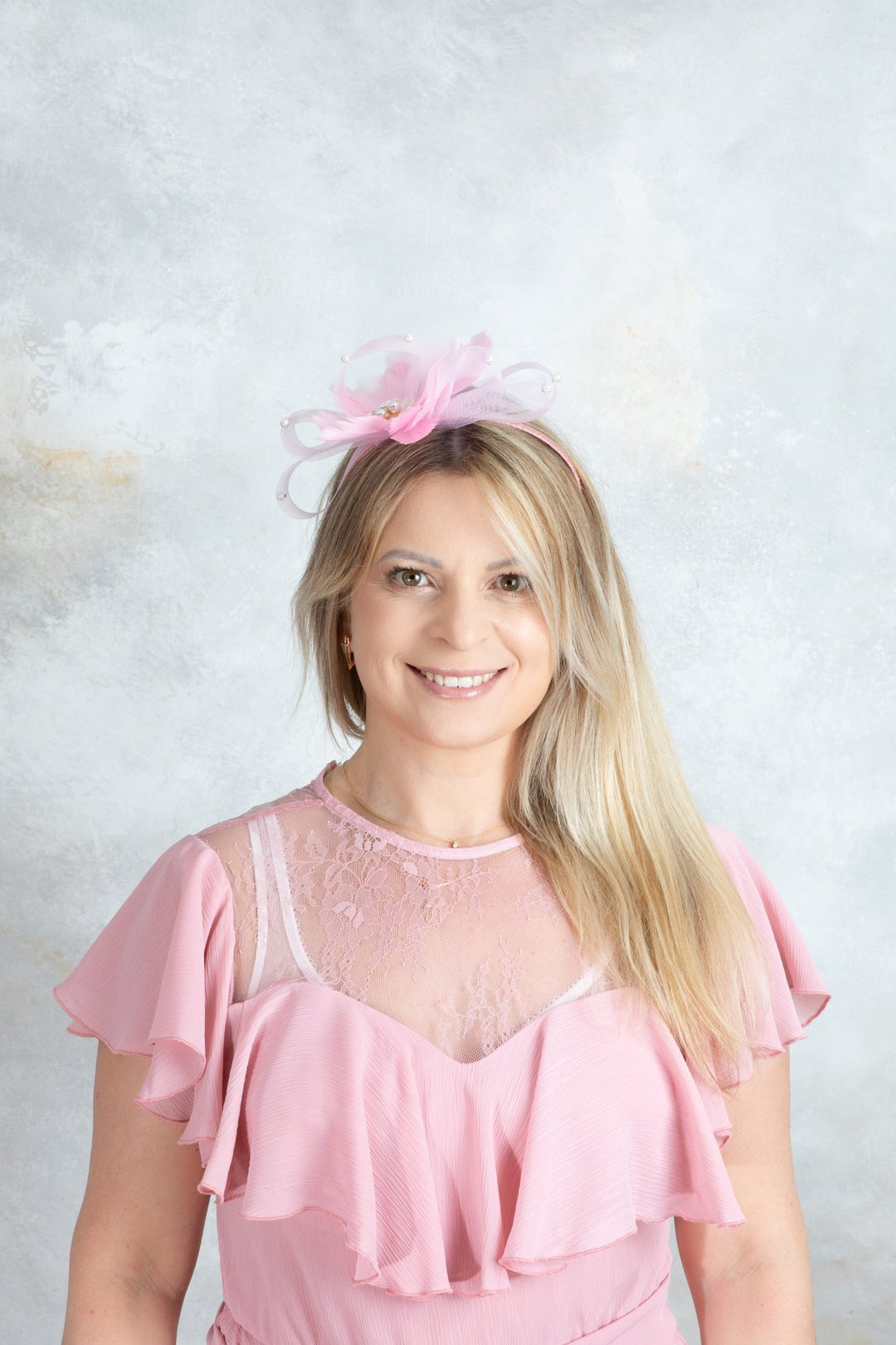 bow pink fascinator - OlhaHeadband
