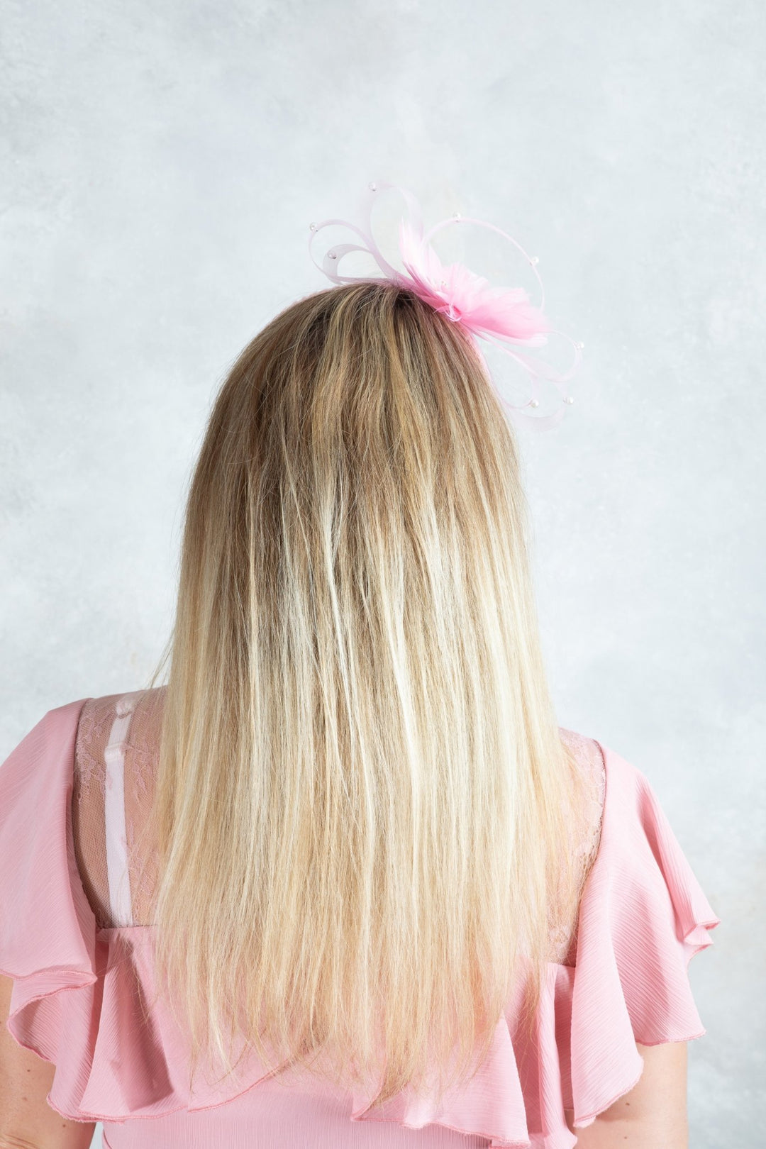 bow pink fascinator with beads - OlhaHeadband