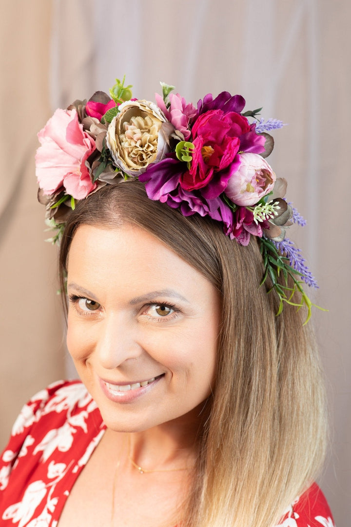 Bridal Flower headband - Burgundy Blush for Weddings - OlhaHeadband