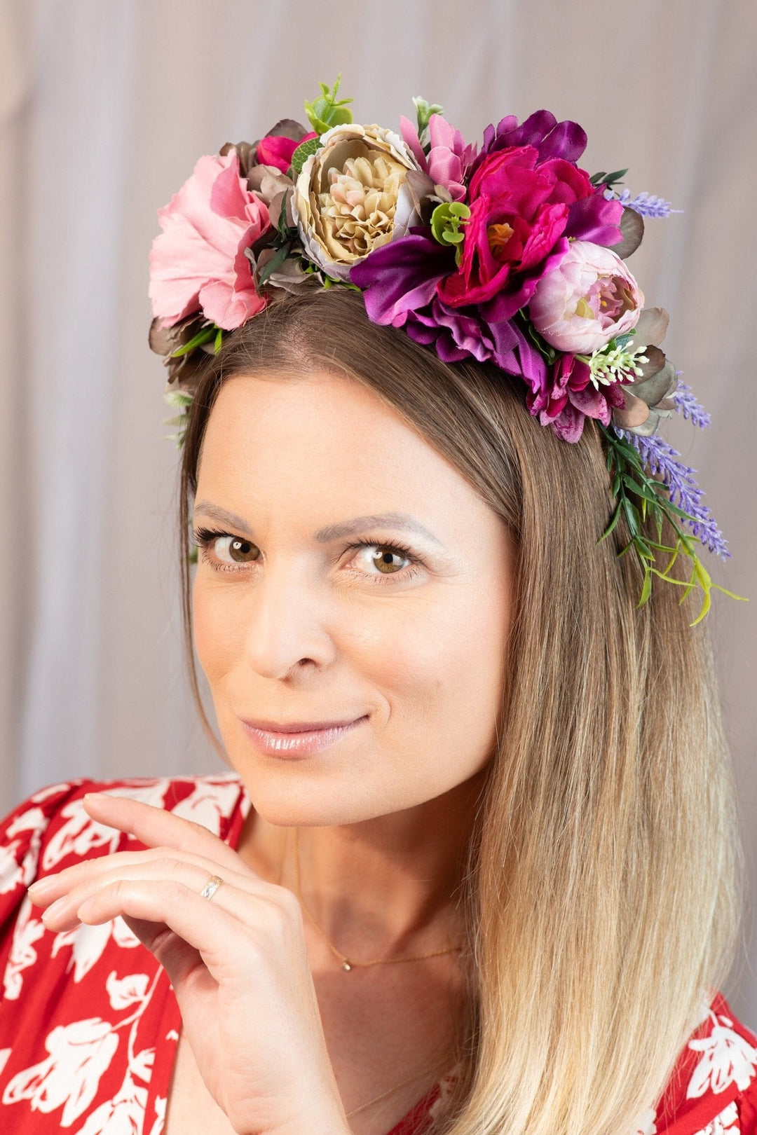 Bridal Flower headband - Burgundy Blush for Weddings - OlhaHeadband