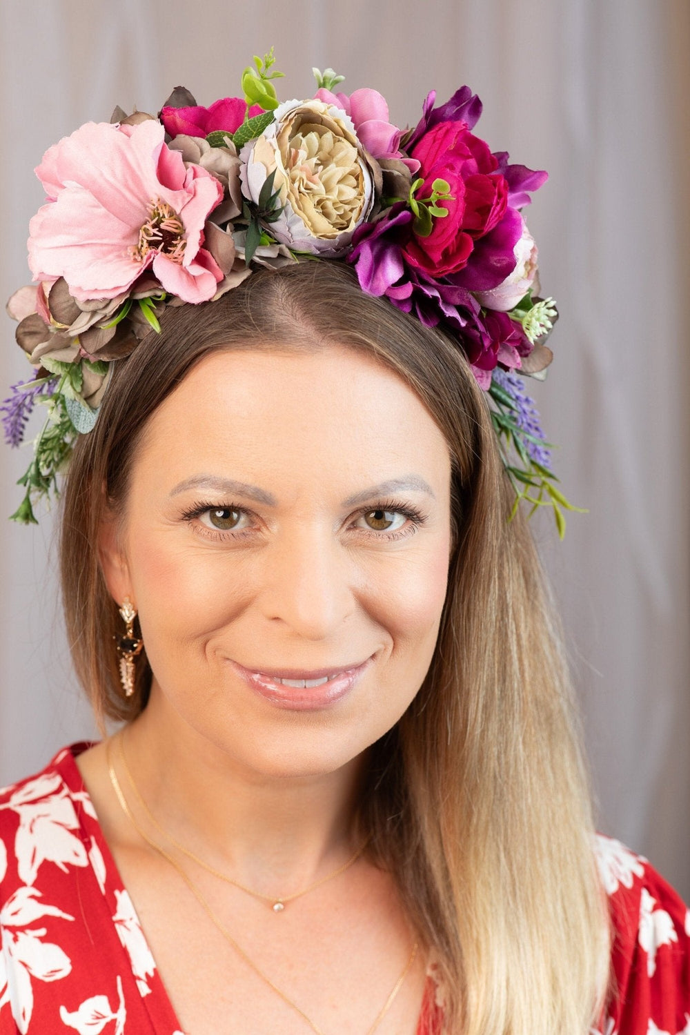 Bridal Flower headband - Burgundy Blush for Weddings - OlhaHeadband