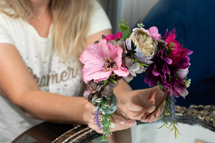 Bridal Flower headband - Burgundy Blush for Weddings - OlhaHeadband