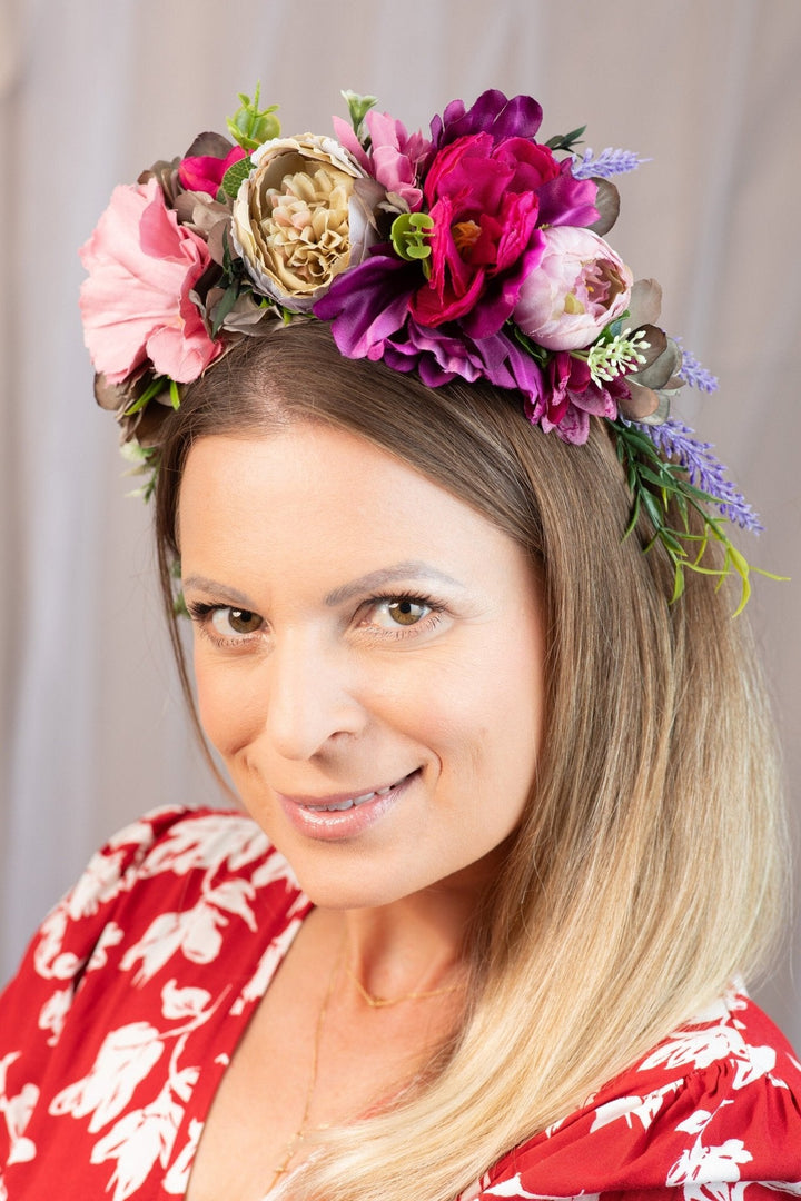 Bridal Flower headband - Burgundy Blush for Weddings - OlhaHeadband