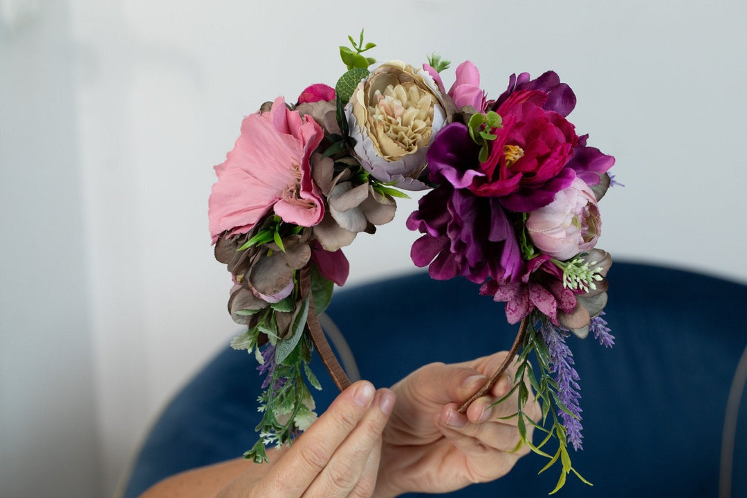 Bridal Flower headband - Burgundy Blush for Weddings - OlhaHeadband