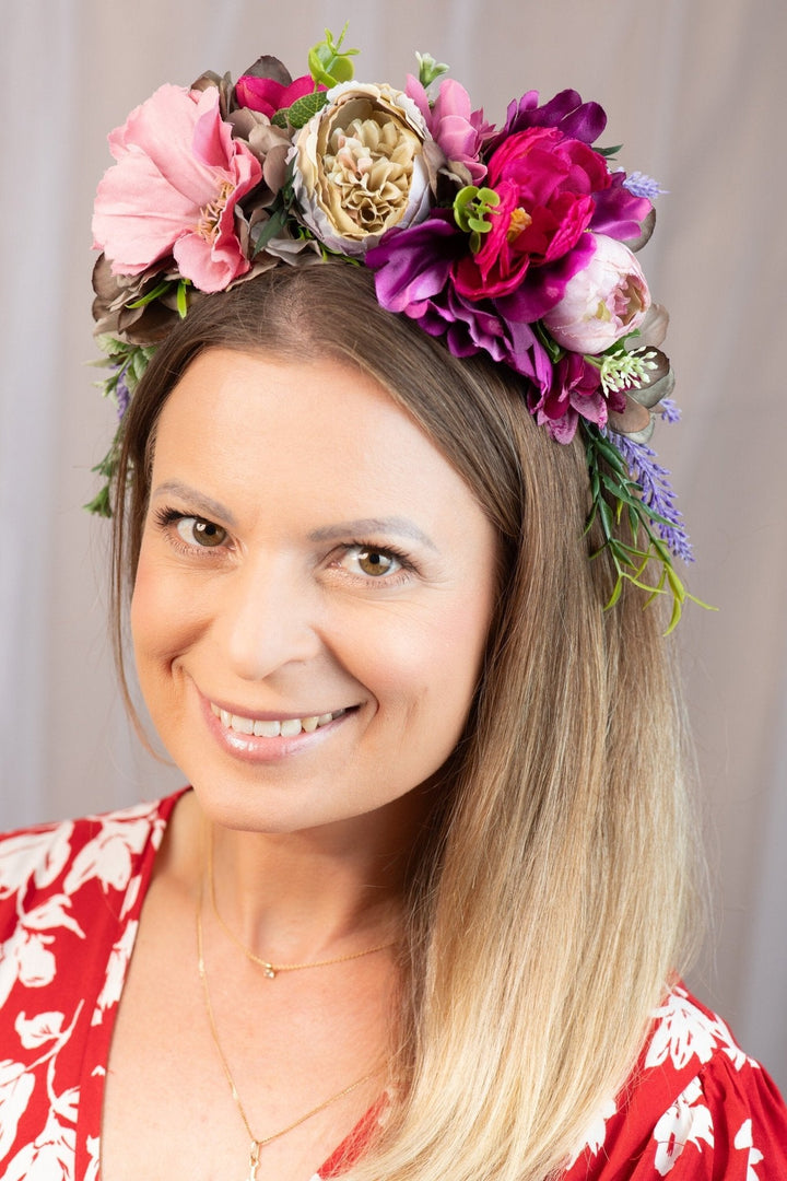 Bridal Flower headband - Burgundy Blush for Weddings - OlhaHeadband