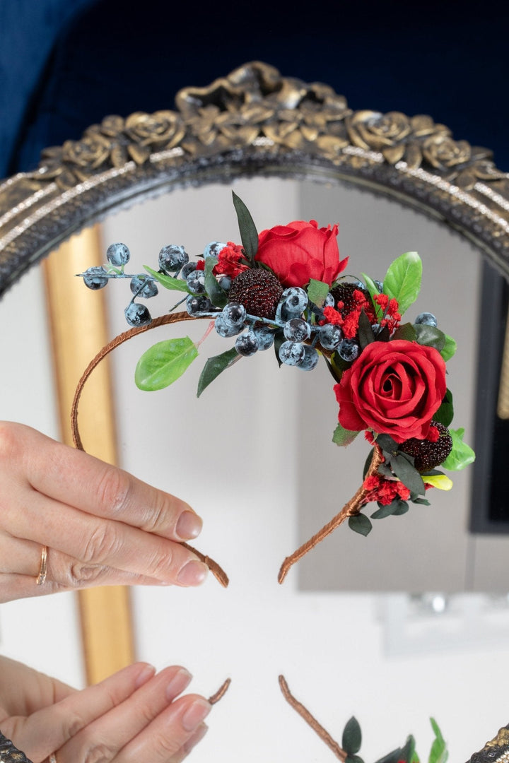 dried flower crown - Red Rose and Dried Flowers headband - OlhaHeadband