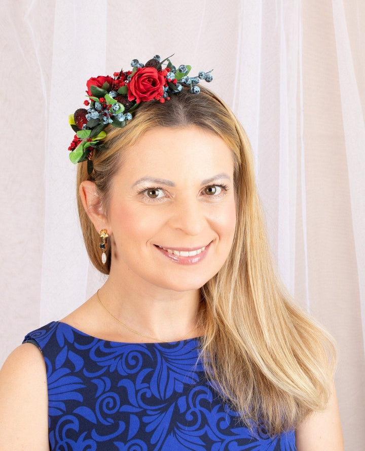 dried flower crown - Red Rose and Dried Flowers headband - OlhaHeadband