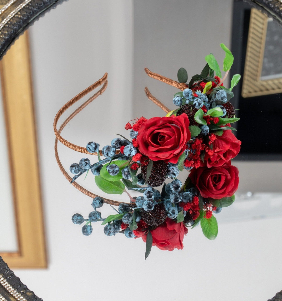 dried flower crown - Red Rose and Dried Flowers headband - OlhaHeadband