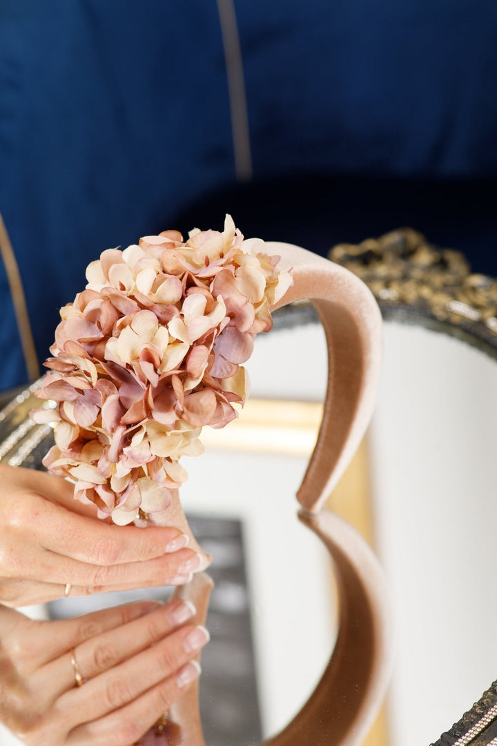 Dusty Pink Floral Padded Fascinator Headband - OlhaHeadband