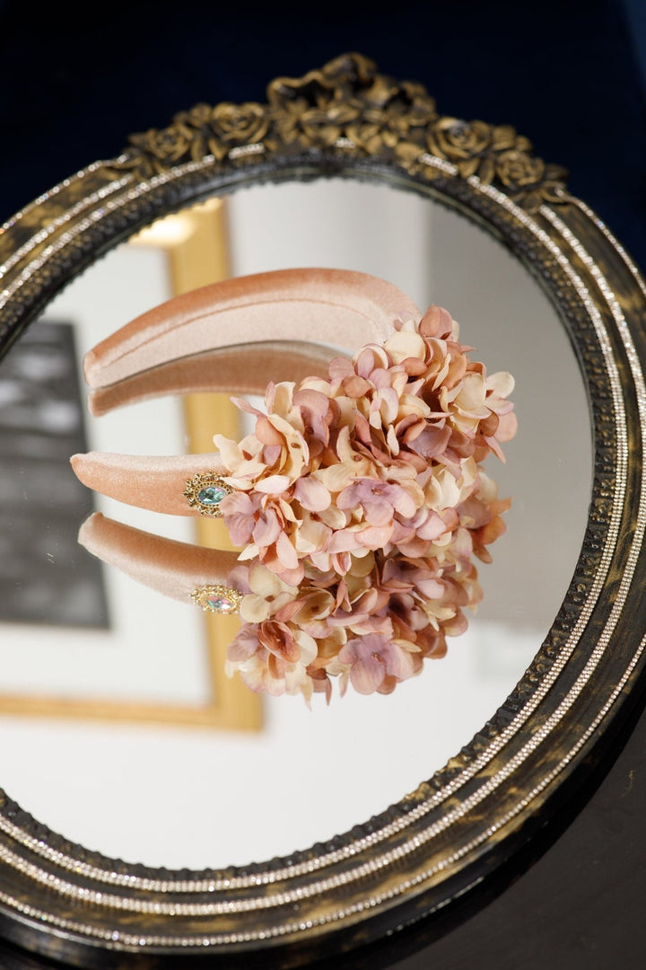 Dusty Pink Floral Padded Fascinator Headband - OlhaHeadband