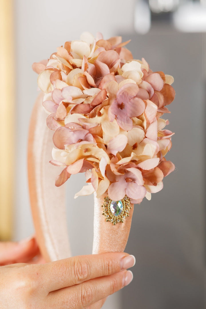 Dusty Pink Floral Padded Fascinator Headband - OlhaHeadband
