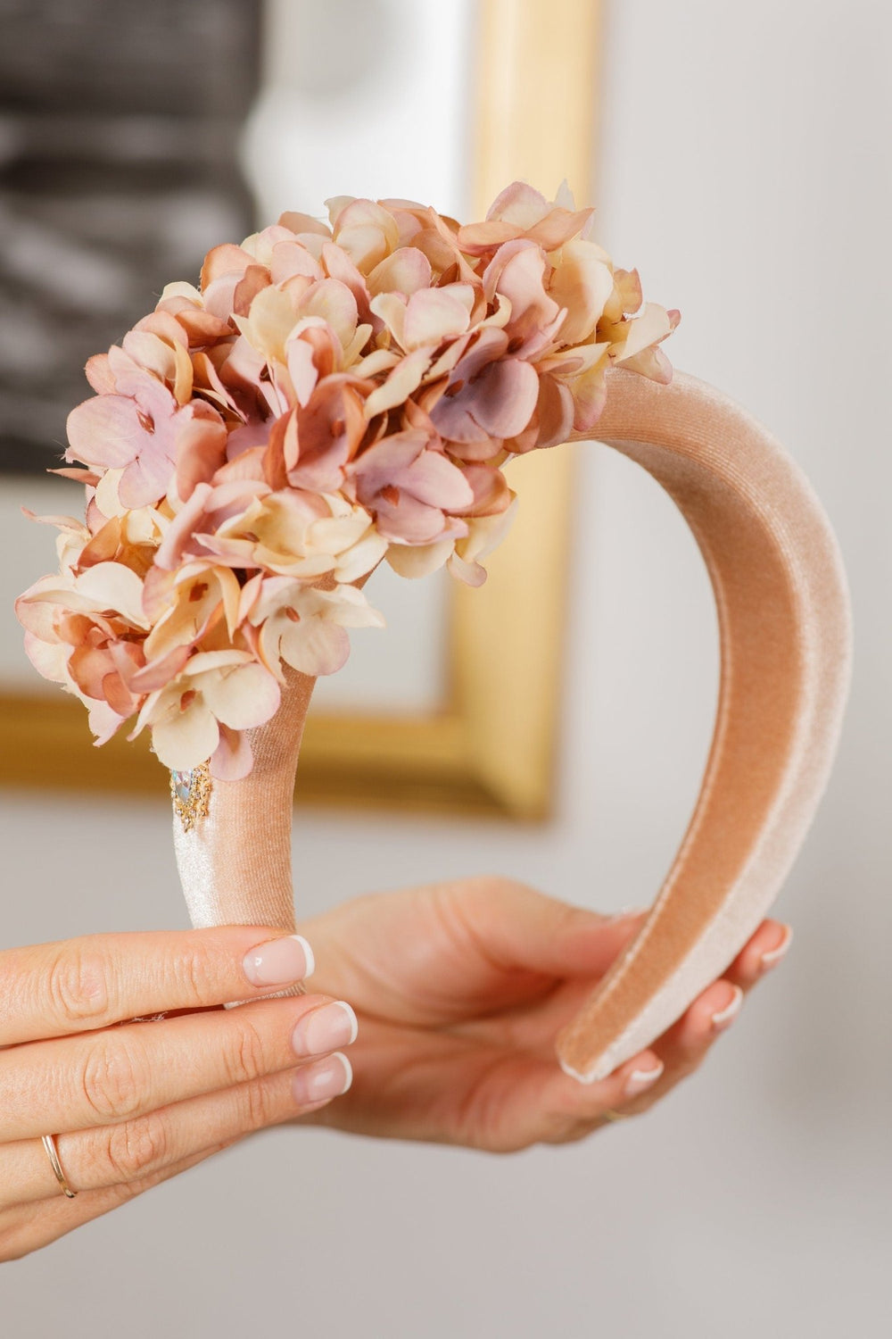 Dusty Pink Floral Padded Fascinator Headband - OlhaHeadband