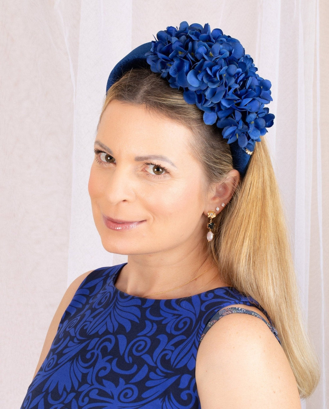 Elegant Blue Hydrangea Fascinator - OlhaHeadband