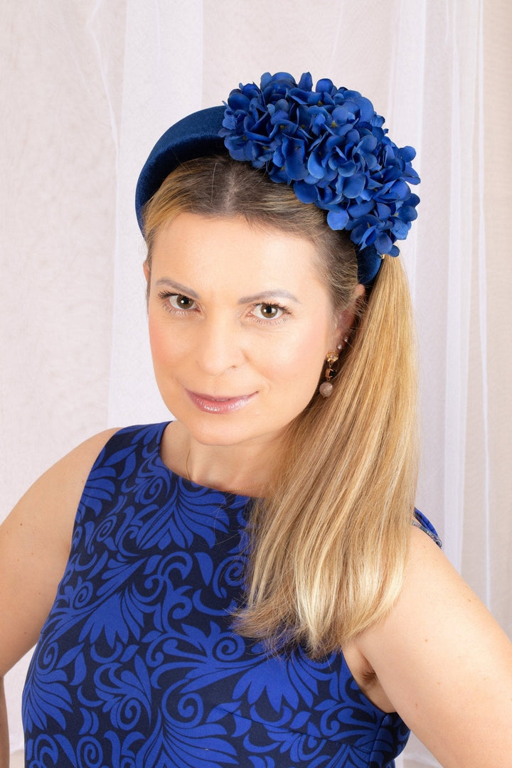 Elegant Blue Hydrangea Fascinator - OlhaHeadband